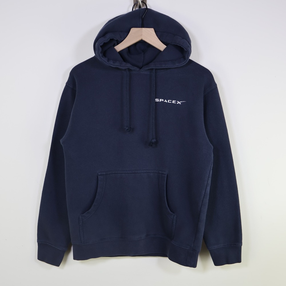 SpaceX Logo Pullover Hoodie Small Navy Blue Space Exploration Elon Musk